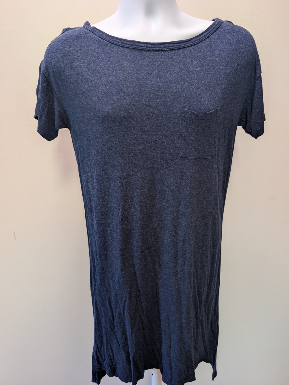 T by Alexander Wang Navy Blue 100% Rayon Pocket T-Shirt Dress Small S